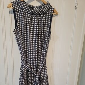 Talbots Navy and White Geometric Midi Dress